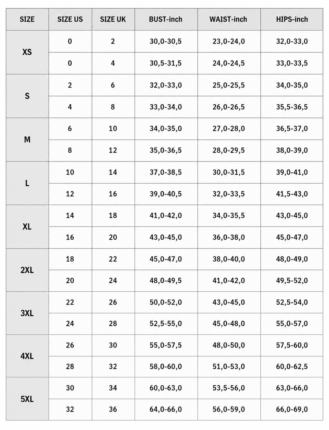 Size Chart